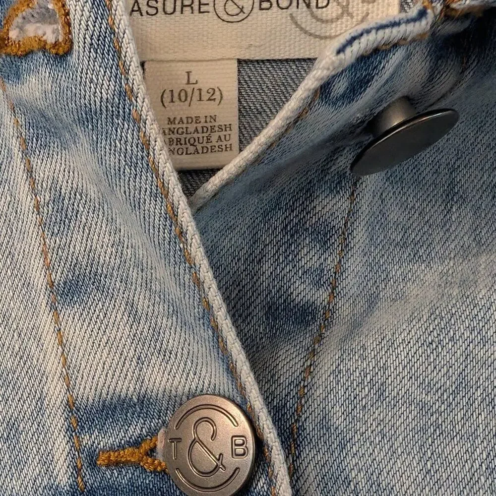 Treasure & Bond Girls' Jean Jacket with Grey Hoodie NWT L (10-12)